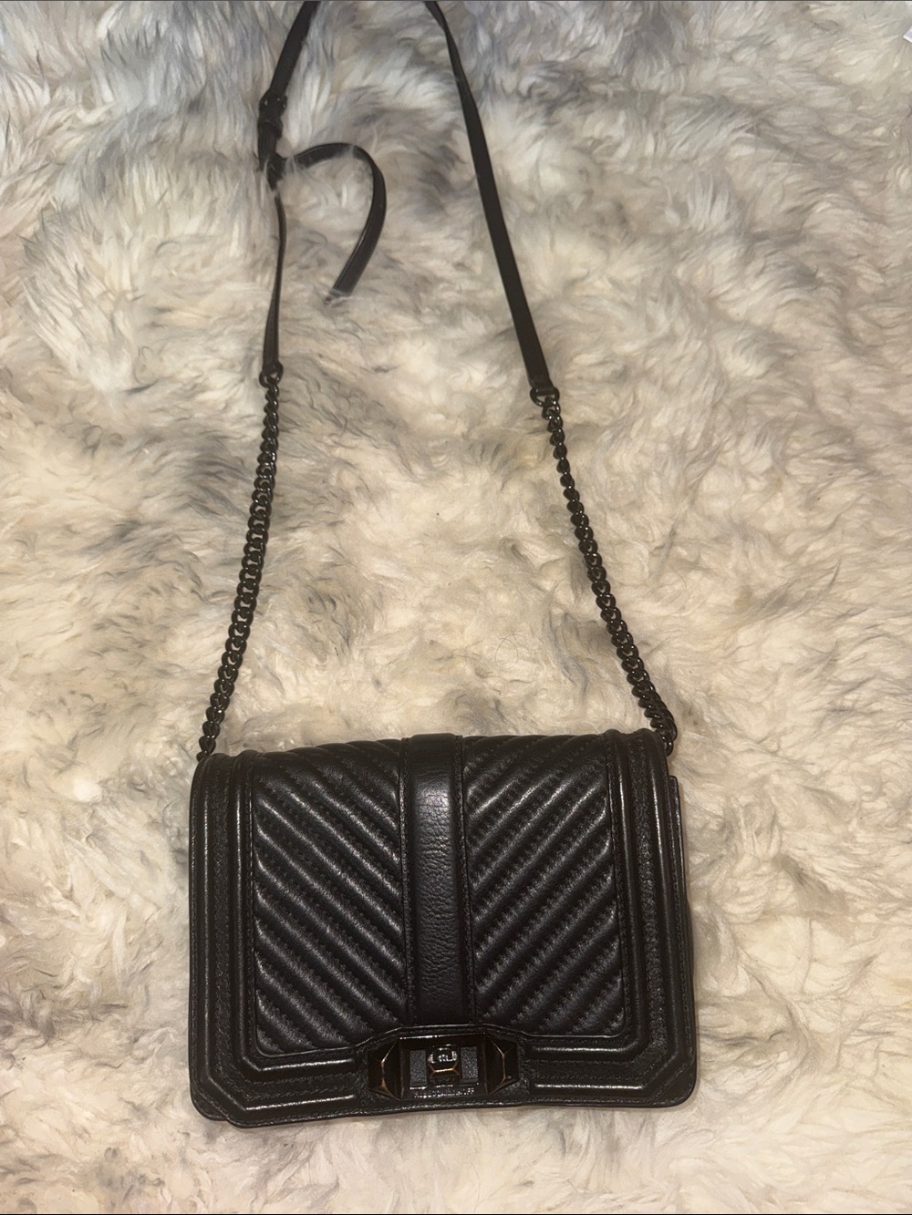 Rebecca Minkoff Quilted Chevron Crossbody in Black